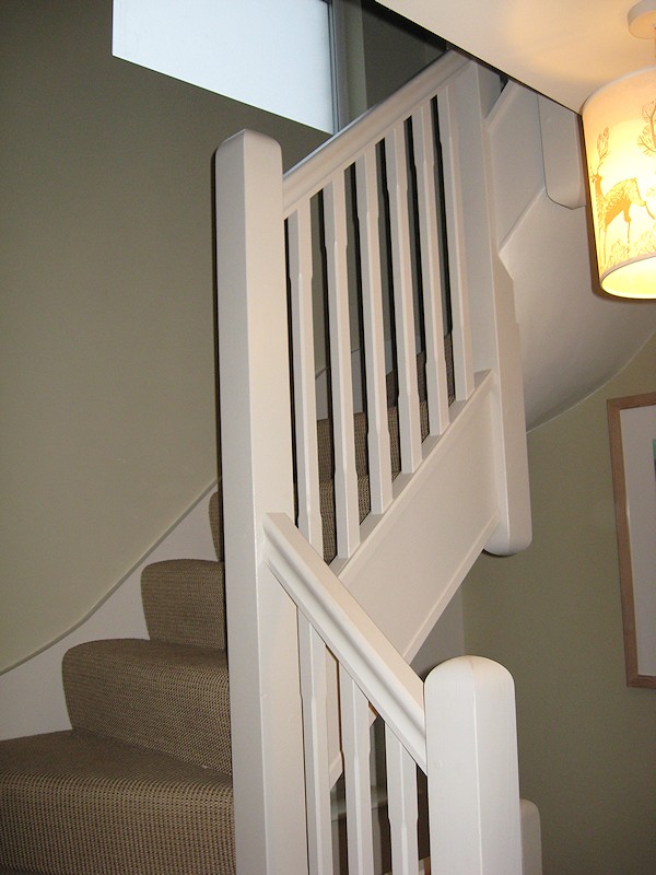 A softwood double turn winder staircase of a typical layout for a 2nd floor loft conversion to a semi detached property.