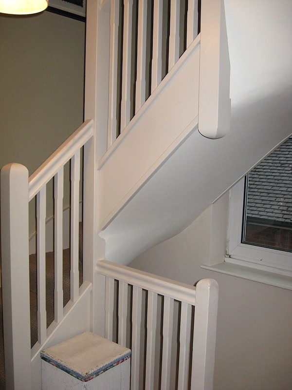 A softwood double turn winder staircase of a typical layout for a 2nd floor loft conversion to a semi detached property.