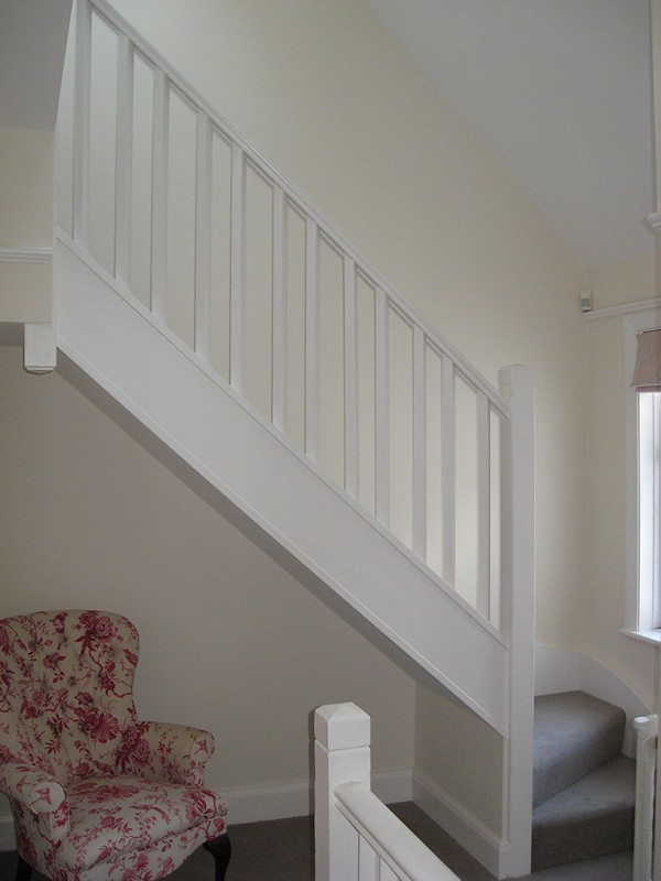 A softwood double turn, winder staircase with gallery into a new loft conversion.