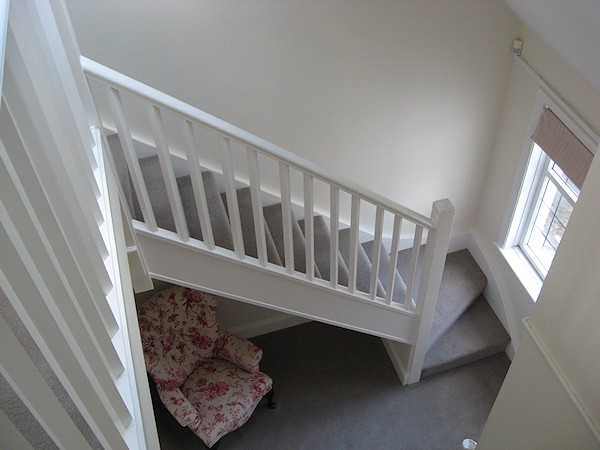 A softwood double turn, winder staircase with gallery into a new loft conversion.