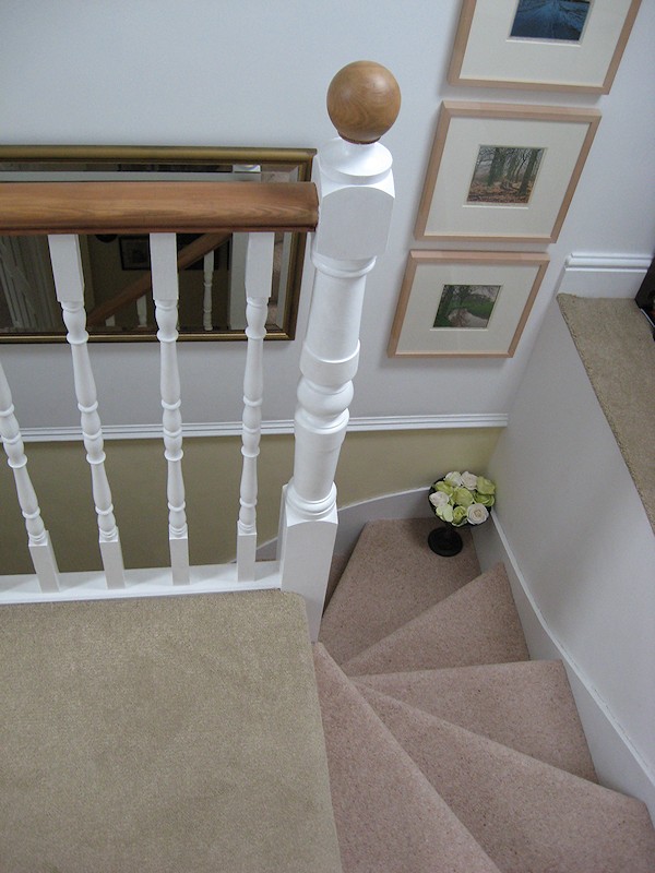 This softwood staircase for a loft conversion has a total of nine winders turning three times over 270 degrees.