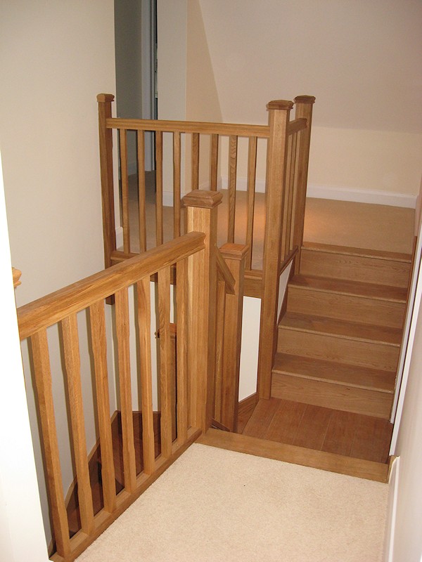 We produced this staircase that winds and splits off in each direction to the many floor levels within the very old farm cottage.