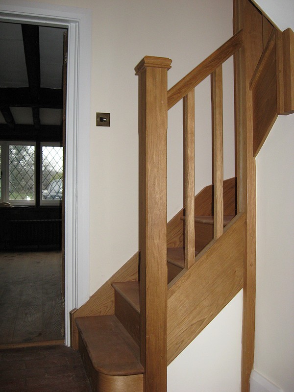 We produced this staircase that winds and splits off in each direction to the many floor levels within the very old farm cottage.