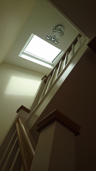 Staircases with redwood construction with stop chamfer spindles.