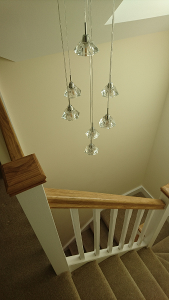 Staircases with redwood construction with stop chamfer spindles.