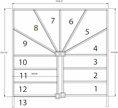 six winder double newel anti clockwise staircase