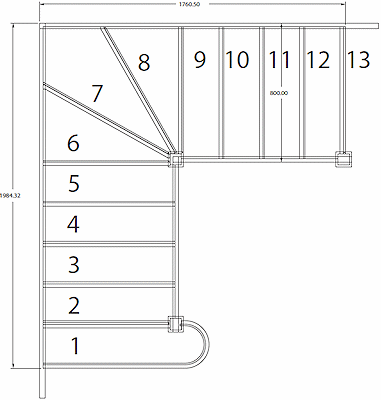 three winder clockwise with half curtail staircase